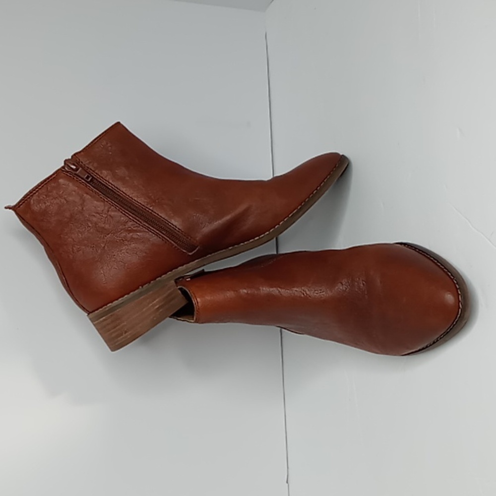 Lucky Brand Lenree Leather Ankle Boots - Distressed Whiskey Tan - Women -Size 8M